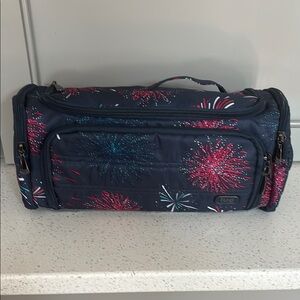 Lug Trolley Blue Fireworks Cosmetic Case Makeup Travel Bag NWOT